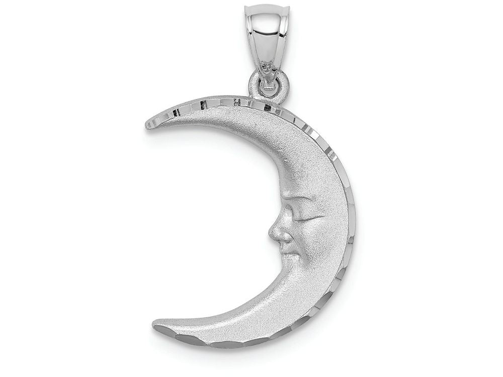 FJC Finejewelers 14k White Gold Satin Bright Cut Moon Charm