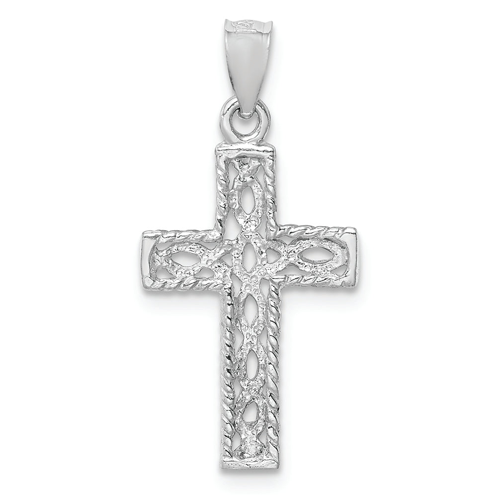 FJC Finejewelers 14k White Gold Polished Braided Cross Charm