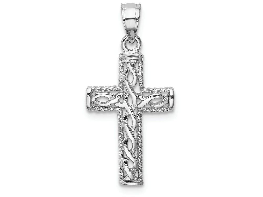 FJC Finejewelers 14k White Gold Polished Braided Cross Charm