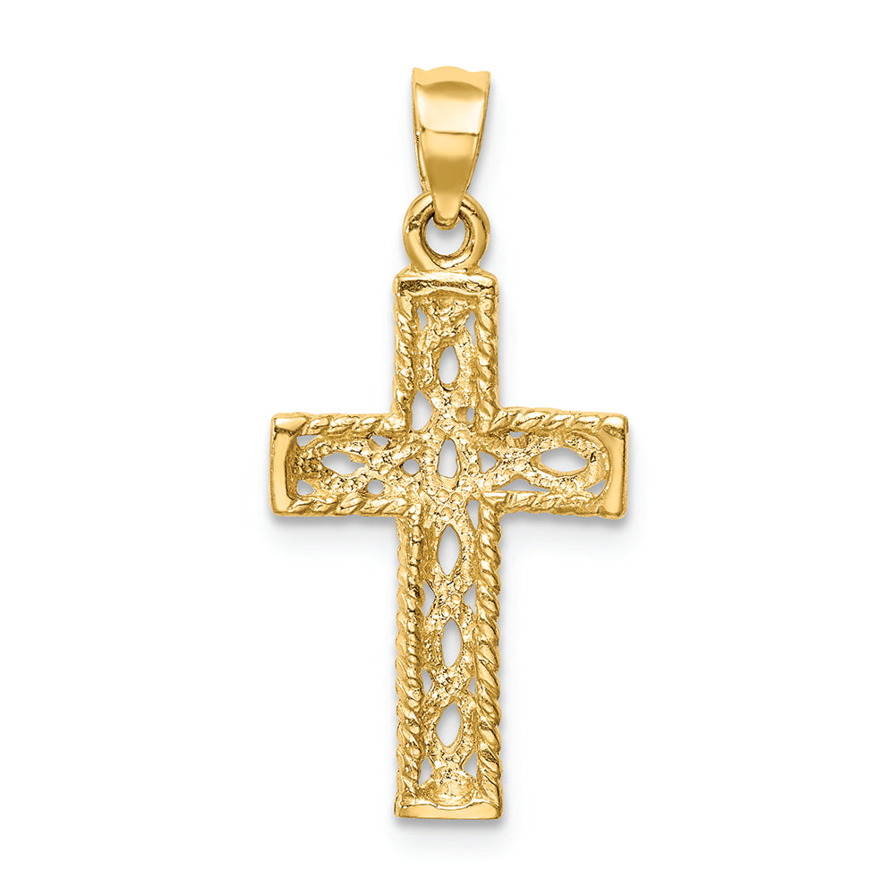 FJC Finejewelers 14k Yellow Gold Polished Braided Cross Charm