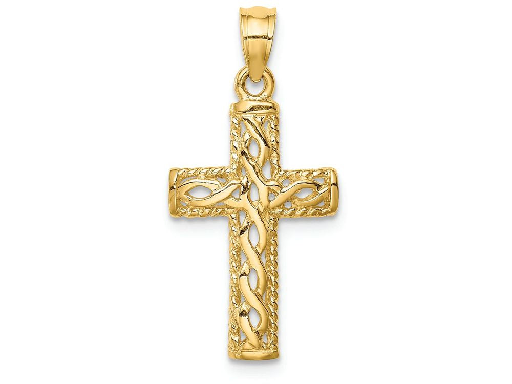 FJC Finejewelers 14k Yellow Gold Polished Braided Cross Charm
