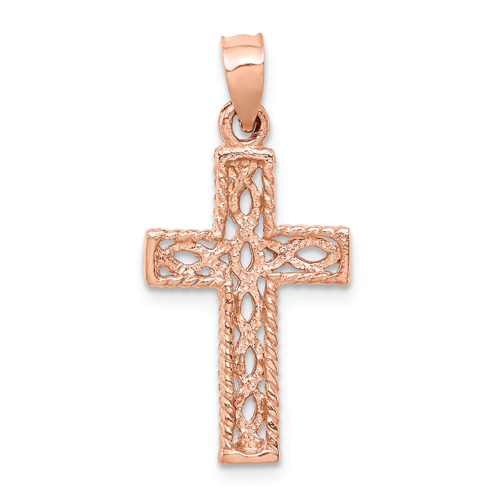 FJC Finejewelers 14k Rose Gold Polished Braided Cross Charm