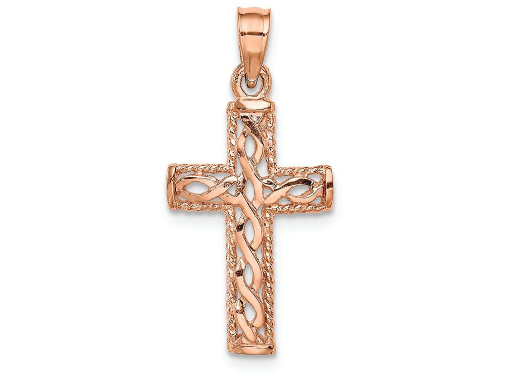 FJC Finejewelers 14k Rose Gold Polished Braided Cross Charm