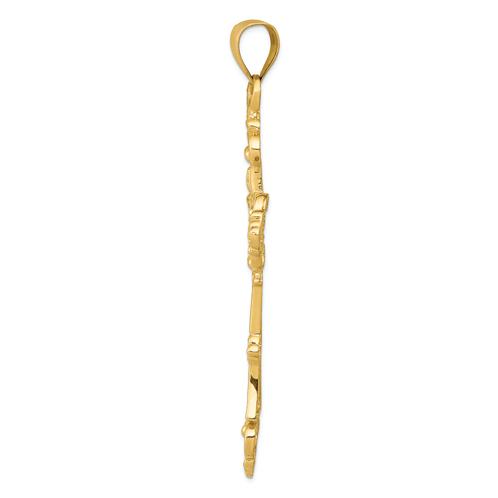 FJC Finejewelers 14k Yellow Gold Fleur De Lis Large Cross Charm