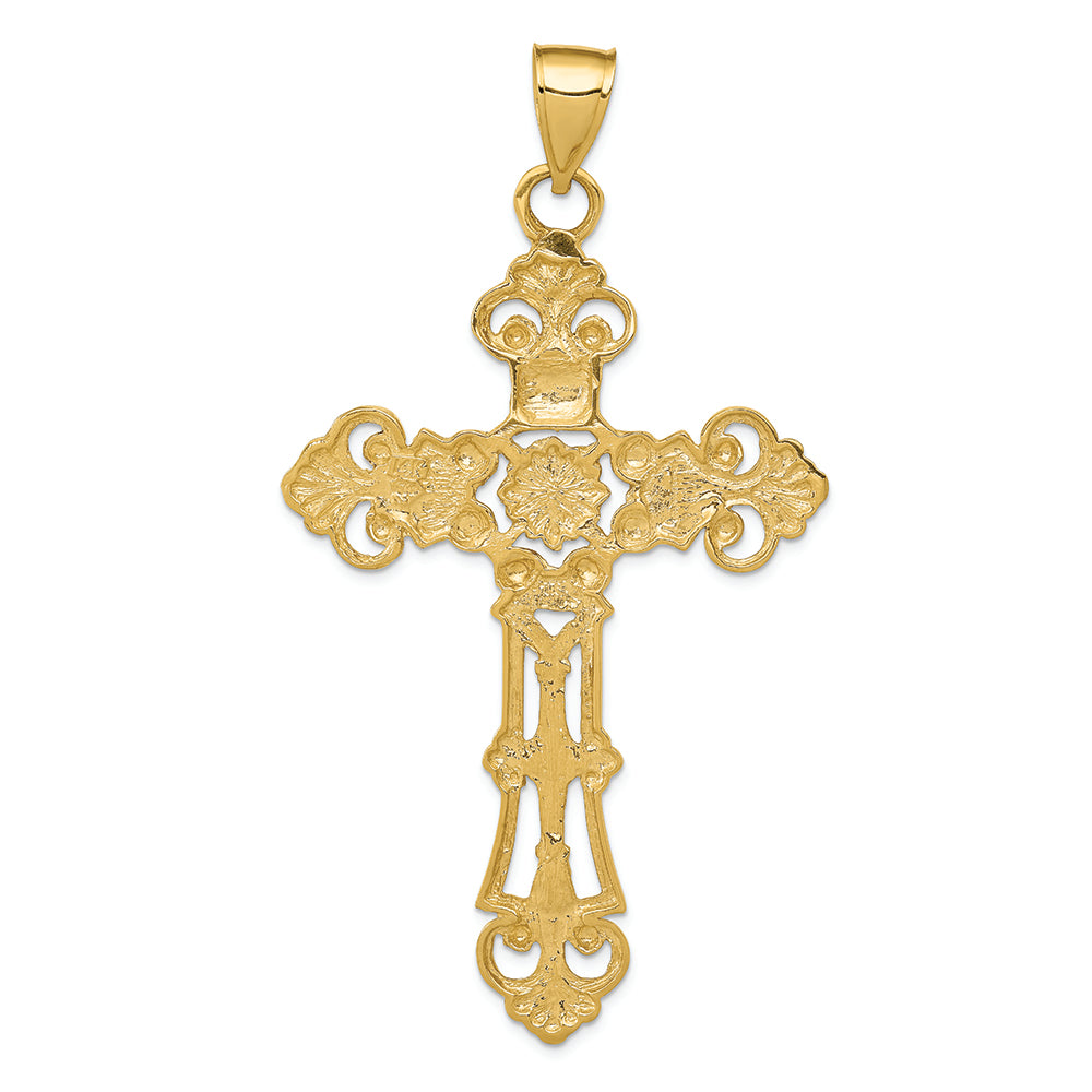 FJC Finejewelers 14k Yellow Gold Fleur De Lis Large Cross Charm