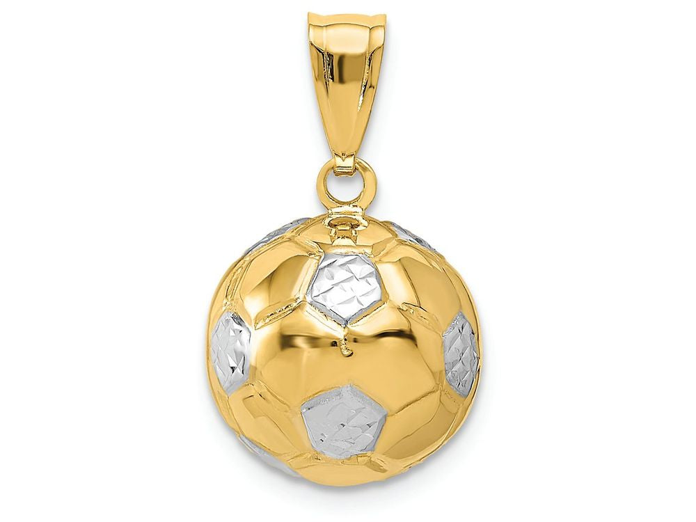 FJC Finejewelers 14k Yellow Gold with Rhodium Soccer Ball Charm