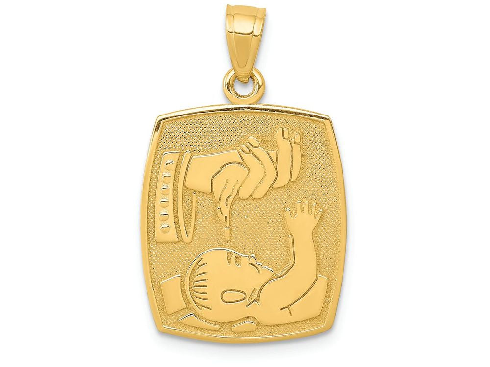 FJC Finejewelers 14k Yellow Gold Satin Polished Baptism Charm