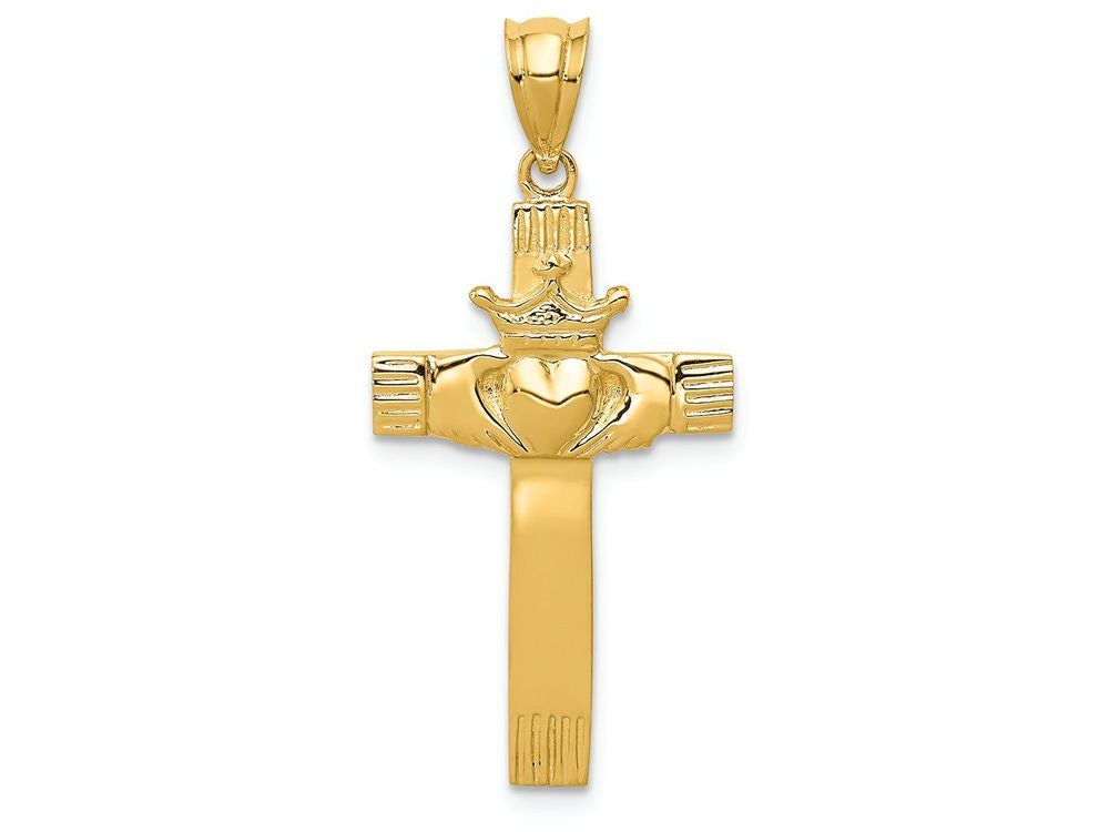 FJC Finejewelers 14k Yellow Gold Claddagh Cross Charm