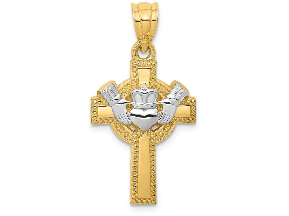 FJC Finejewelers 14k Two-tone Gold Claddagh Cross Charm
