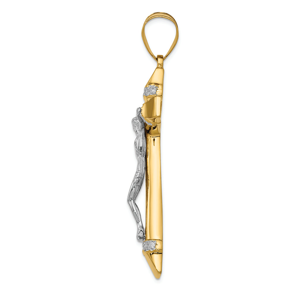FJC Finejewelers 14k Two-tone Gold CZ Crucifix Charm