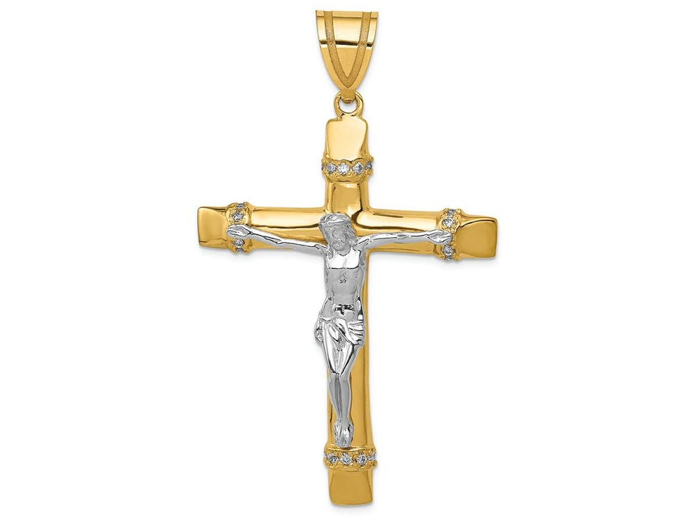 FJC Finejewelers 14k Two-tone Gold CZ Crucifix Charm