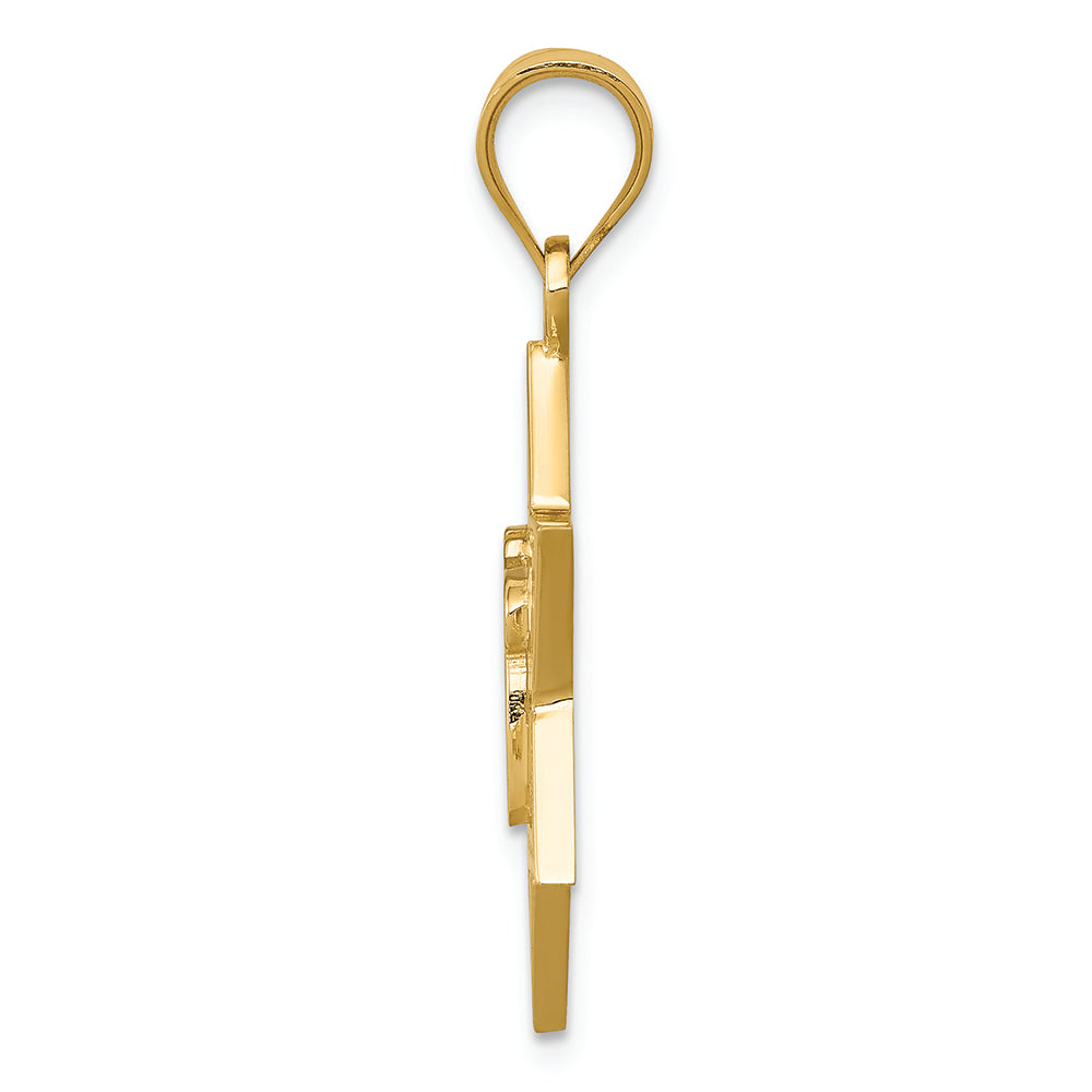FJC Finejewelers 14k Yellow Gold Solid Polish Chai In Star Of David Charm