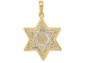 FJC Finejewelers 14k Yellow Gold with Rhodium Solid Open-back Meshed Star Of David Charm