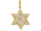 FJC Finejewelers 14k Yellow Gold with Rhodium Solid Open-back Meshed Star Of David Charm