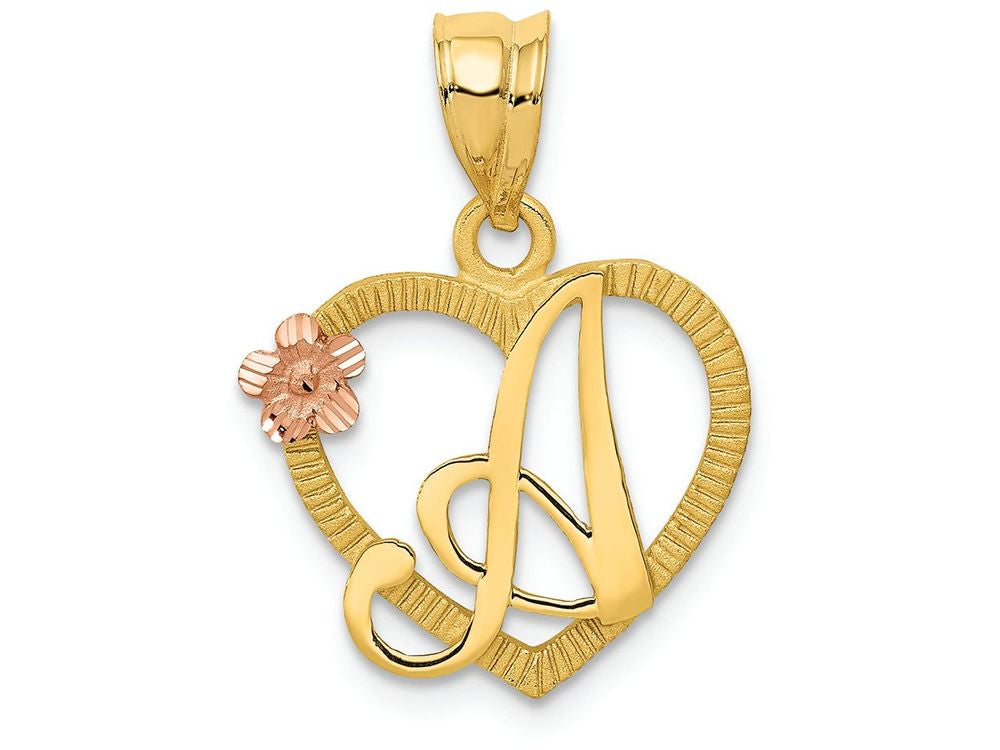 FJC Finejewelers 14 kt Two Tone Gold Initial A In Heart Charm