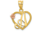 FJC Finejewelers 14 kt Two Tone Gold Initial A In Heart Charm