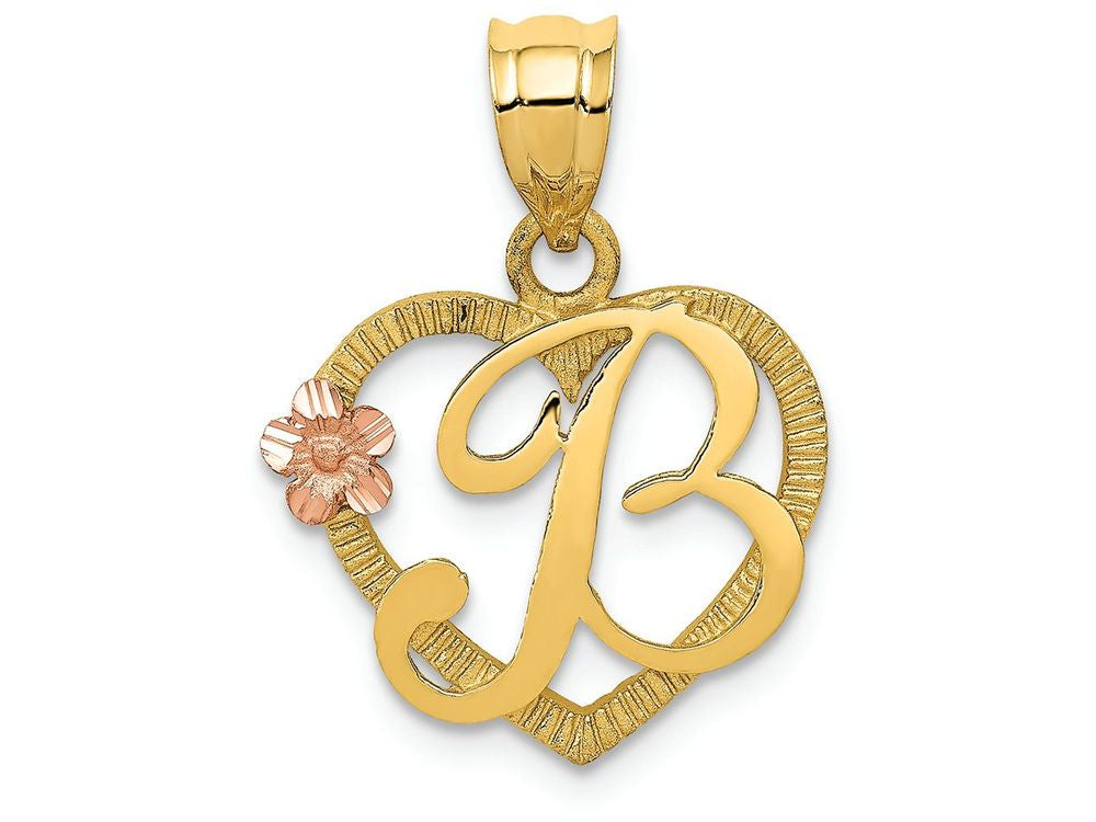 FJC Finejewelers 14 kt Two Tone Gold Initial B In Heart Charm
