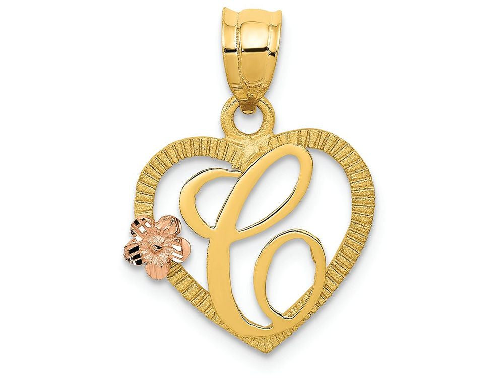 FJC Finejewelers 14 kt Two Tone Gold Initial C In Heart Charm