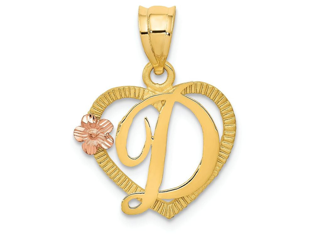 FJC Finejewelers 14 kt Two Tone Gold Initial D In Heart Charm