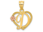 FJC Finejewelers 14 kt Two Tone Gold Initial D In Heart Charm