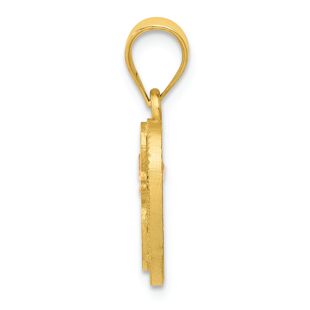 FJC Finejewelers 14 kt Two Tone Gold Initial E In Heart Charm