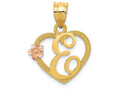 FJC Finejewelers 14 kt Two Tone Gold Initial E In Heart Charm