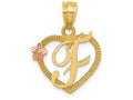 FJC Finejewelers 14 kt Two Tone Gold Initial F In Heart Charm