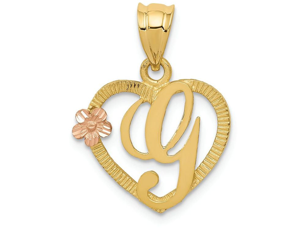 FJC Finejewelers 14 kt Two Tone Gold Initial G In Heart Charm