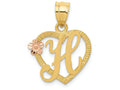FJC Finejewelers 14 kt Two Tone Gold Initial H In Heart Charm