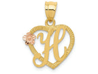 FJC Finejewelers 14 kt Two Tone Gold Initial H In Heart Charm