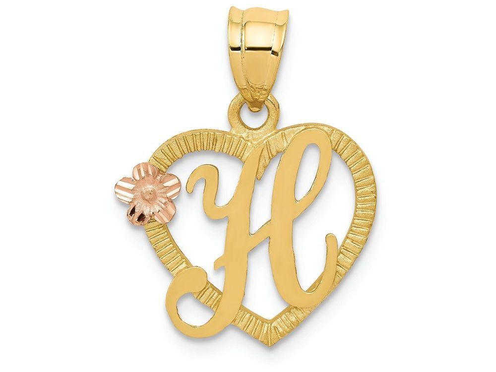 FJC Finejewelers 14 kt Two Tone Gold Initial H In Heart Charm