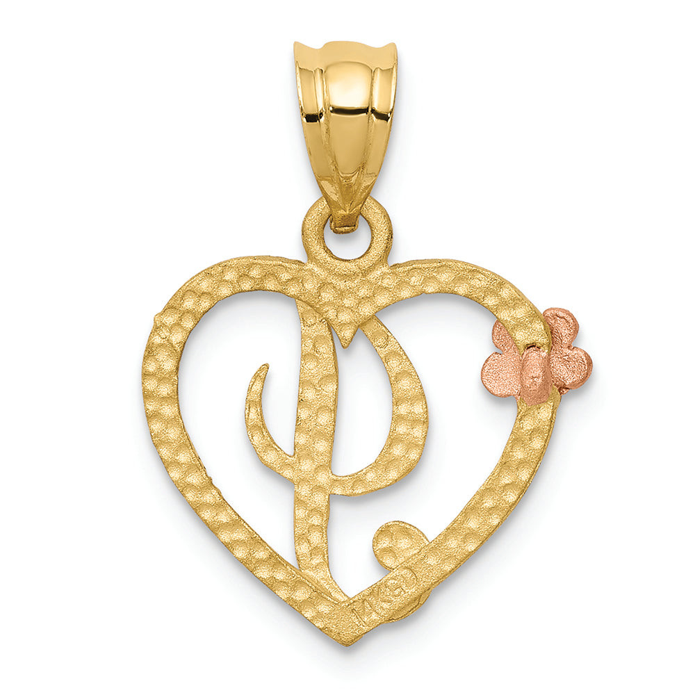 FJC Finejewelers 14 kt Two Tone Gold Initial I In Heart Charm