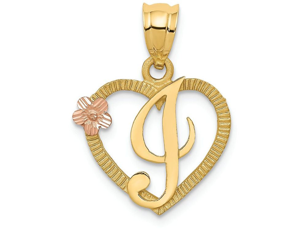FJC Finejewelers 14 kt Two Tone Gold Initial I In Heart Charm