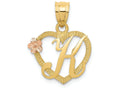 FJC Finejewelers 14k Yellow Gold Two-tone Initial K In Heart Charm