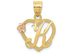 FJC Finejewelers 14k Yellow Gold Two-tone Initial K In Heart Charm