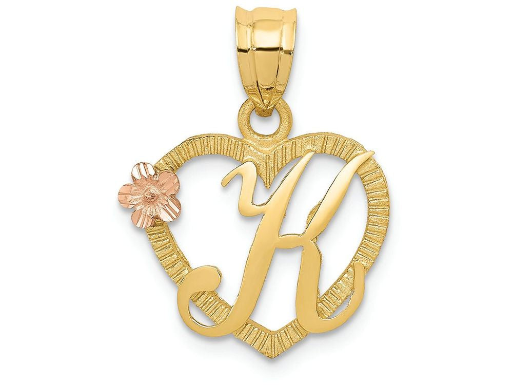 FJC Finejewelers 14k Yellow Gold Two-tone Initial K In Heart Charm