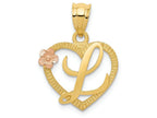 FJC Finejewelers 14k Yellow Gold Two-tone Initial L In Heart Charm