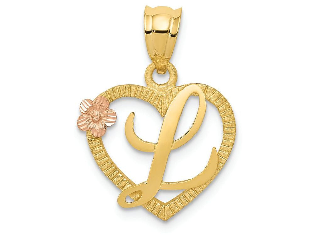 FJC Finejewelers 14k Yellow Gold Two-tone Initial L In Heart Charm