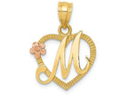 FJC Finejewelers 14 kt Two Tone Gold Initial M In Heart Charm