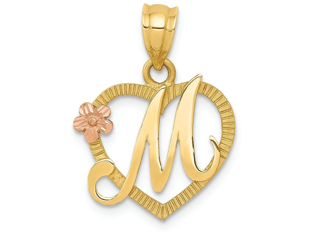 FJC Finejewelers 14 kt Two Tone Gold Initial M In Heart Charm