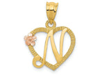FJC Finejewelers 14 kt Two Tone Gold Initial N In Heart Charm