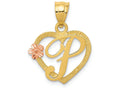 FJC Finejewelers 14 kt Two Tone Gold Initial P In Heart Charm