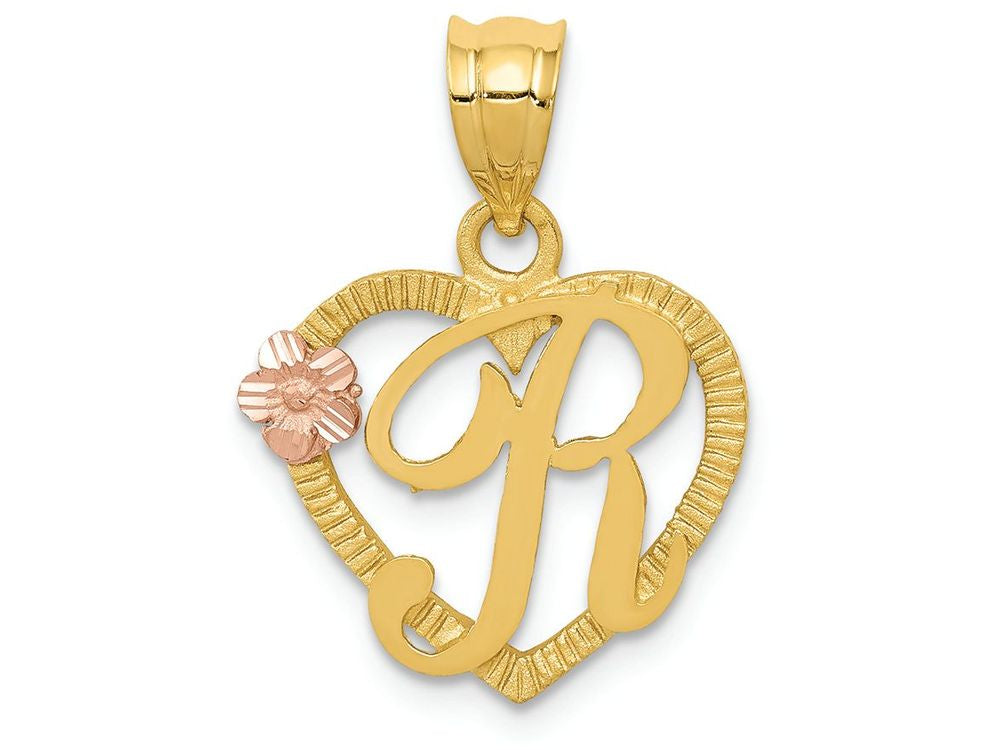 FJC Finejewelers 14 kt Two Tone Gold Initial R In Heart Charm