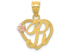 FJC Finejewelers 14 kt Two Tone Gold Initial R In Heart Charm