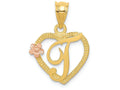 FJC Finejewelers 14 kt Two Tone Gold Initial T In Heart Charm