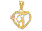 FJC Finejewelers 14 kt Two Tone Gold Initial T In Heart Charm