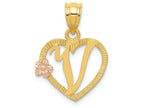 FJC Finejewelers 14 kt Two Tone Gold Initial V In Heart Charm