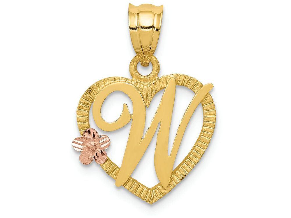 FJC Finejewelers 14 kt Two Tone Gold Initial W In Heart Charm