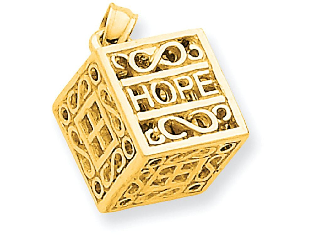 FJC Finejewelers 14k Yellow Gold Faith Hope Prayer Box Charm