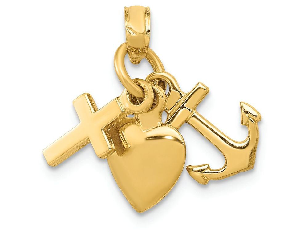 FJC Finejewelers 14k Yellow Gold Faith  Hope Charity Charm